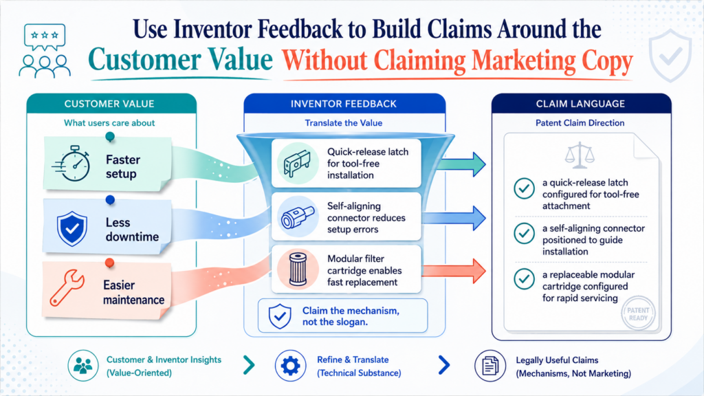 Great claims protect technical value. Great startup patents also understand customer value. The two are linked, but they are not the same.