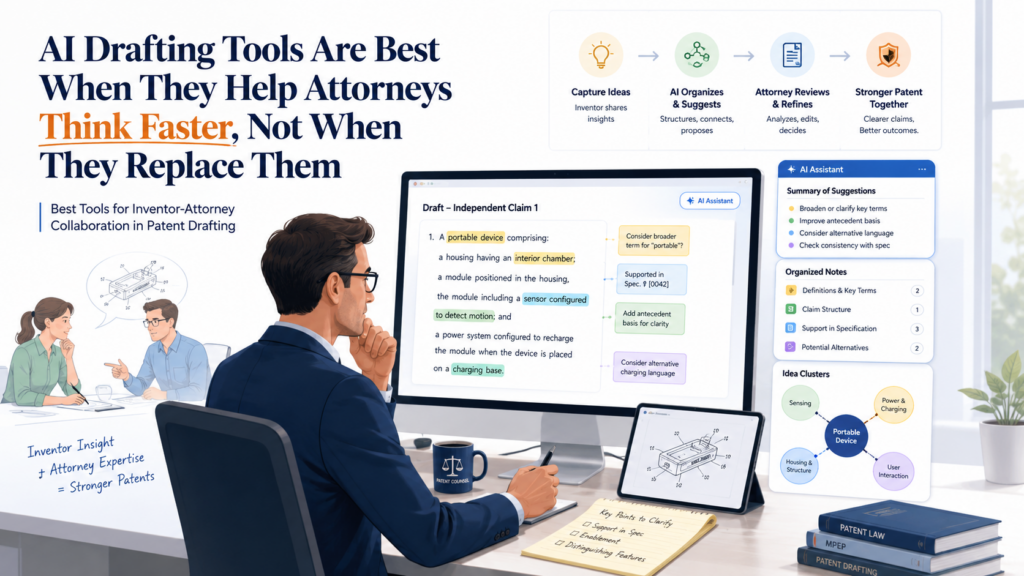 AI drafting tools have changed the patent workflow. They can turn structured invention notes into draft sections. They can help create summaries. They can suggest claim language.