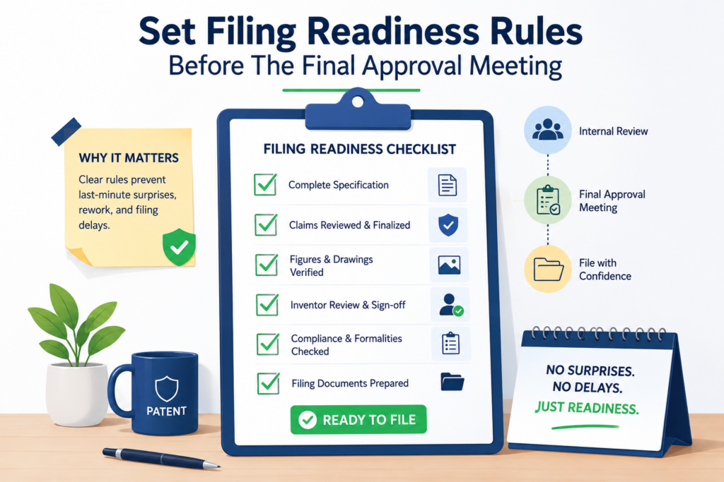 The final approval stage should be calm, fast, and clear. It should not be the first time people raise major concerns. It should not become a fresh review of every sentence. It should not turn into a debate about whether patents matter.