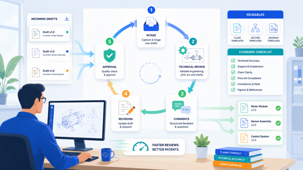 The first patent draft review is often slow because the team is still learning how to work together. The second should be faster.