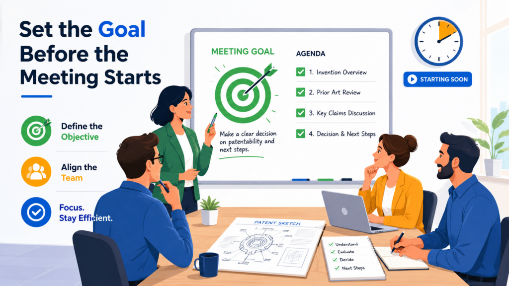 A patent review meeting without a clear goal is like a product meeting without a roadmap. It may feel active, but it will not move the company forward.
