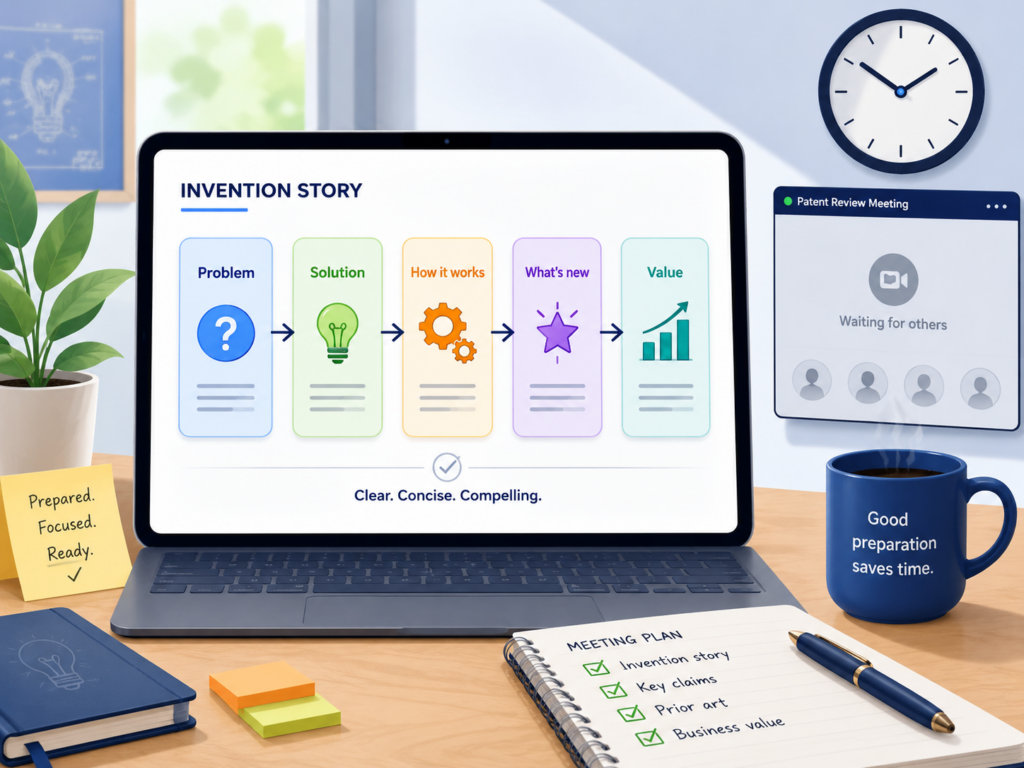A patent review meeting gets much faster when the invention story is already clear. This does not mean the team needs a polished legal document.