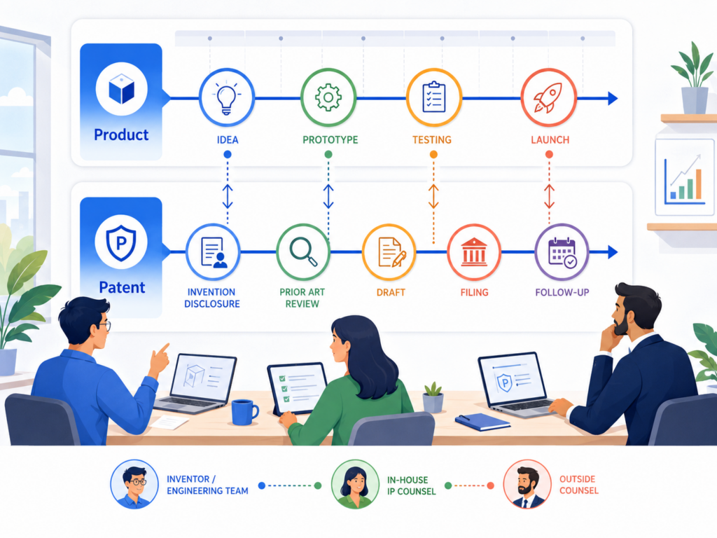 A patent program cannot run on legal dates alone. It must also match the product calendar. This is one of the biggest jobs for an in-house IP team. 