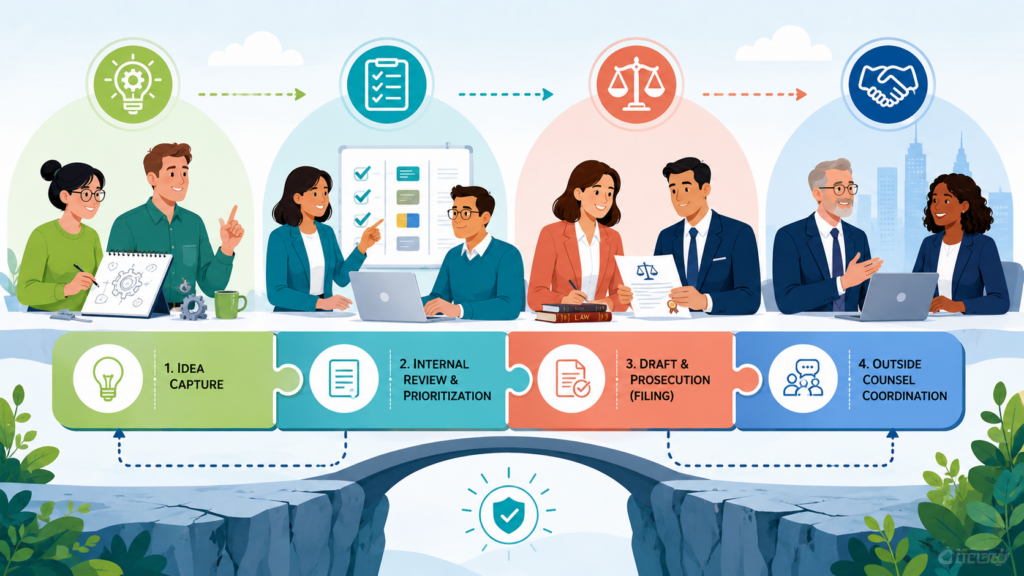 A strong patent process works when every person knows what they own. The inventor owns the truth of the invention. The in-house IP team owns the business fit and the overall process. 