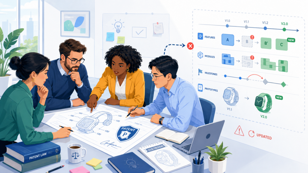 This creates a common problem. The patent process starts with one version of the product. Then the roadmap changes. The team adds a new customer segment. The architecture shifts.