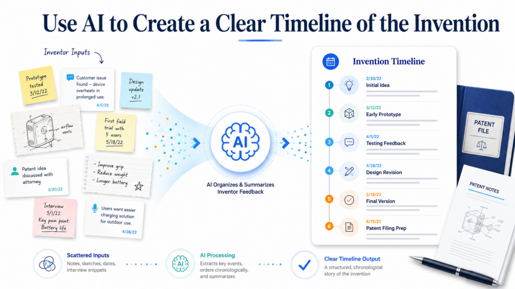 A patent attorney needs more than a final description. They often need the path of the invention. They need to know when the idea started, when it changed, who added what, and what version became real.