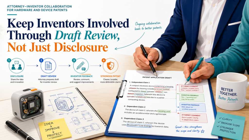 Many patent projects start with a strong inventor meeting and then go quiet. The attorney drafts. The inventor waits. Then a draft appears near the filing deadline. The inventor skims it, finds a few small errors, and approves it.