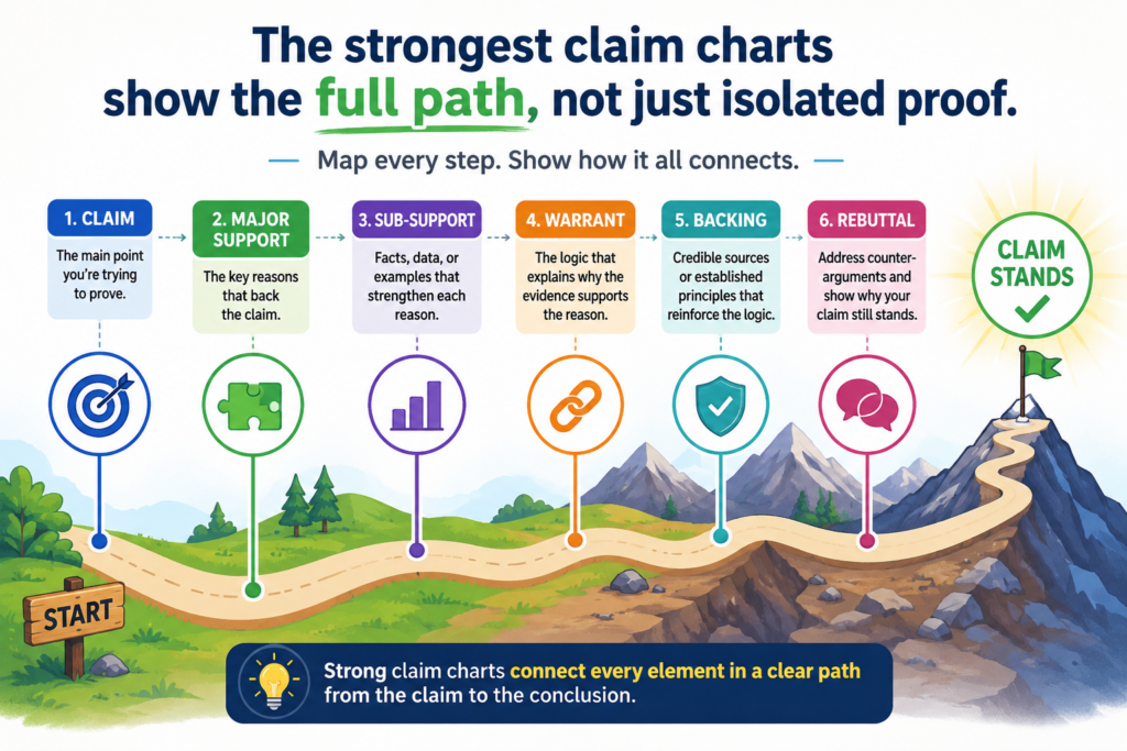 Many weak claim charts fail because they show each element as if it lives alone. But claims often describe a chain. One thing receives data. Another thing processes it.