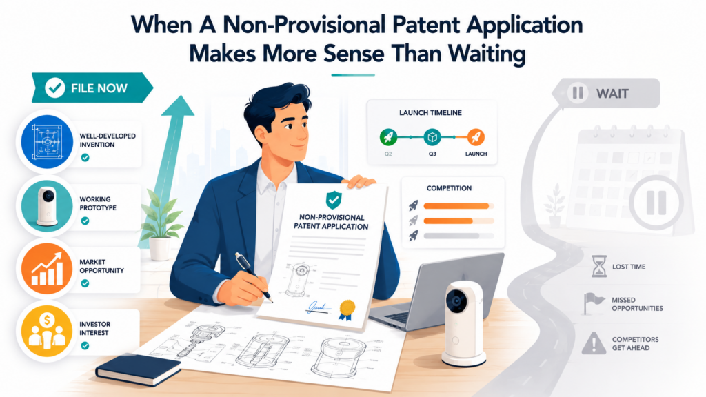 A non-provisional patent application makes more sense when the invention is stable enough, valuable enough, and important enough that you want to move toward a real patent as soon as you can.