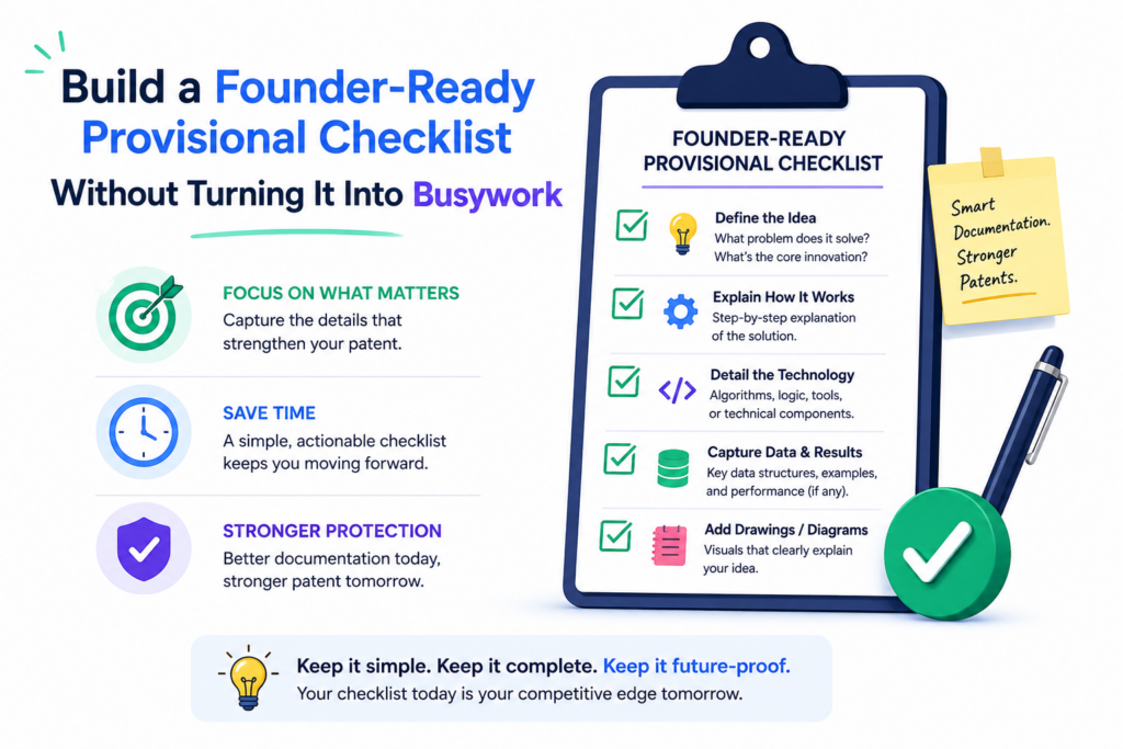 A good provisional strategy should be simple enough to use. If the process is too heavy, founders avoid it. If it is too light, the filing becomes weak.