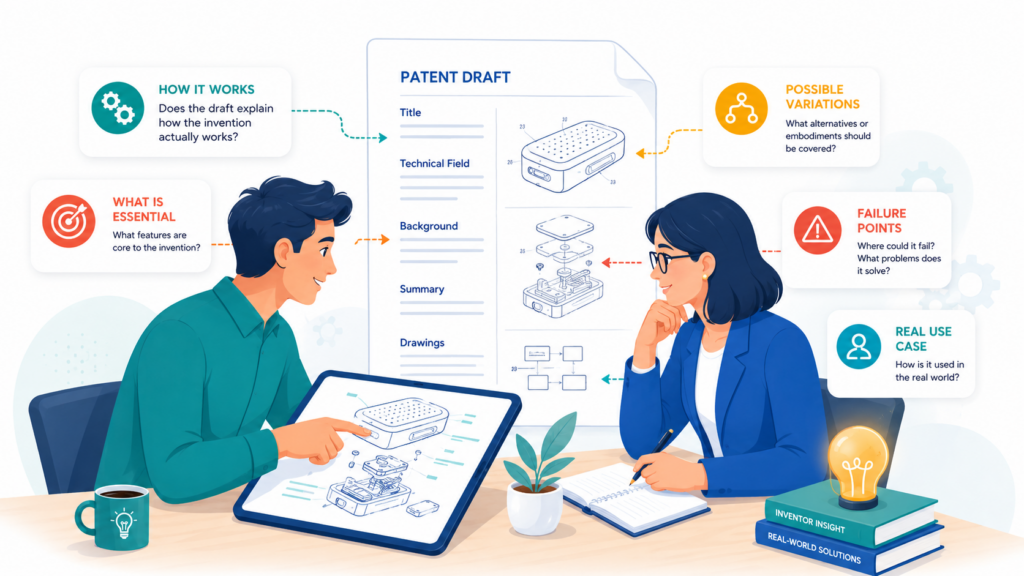 When the first patent draft comes back, many inventors freeze. The document looks formal. The language feels strange. The figures may have reference numbers.