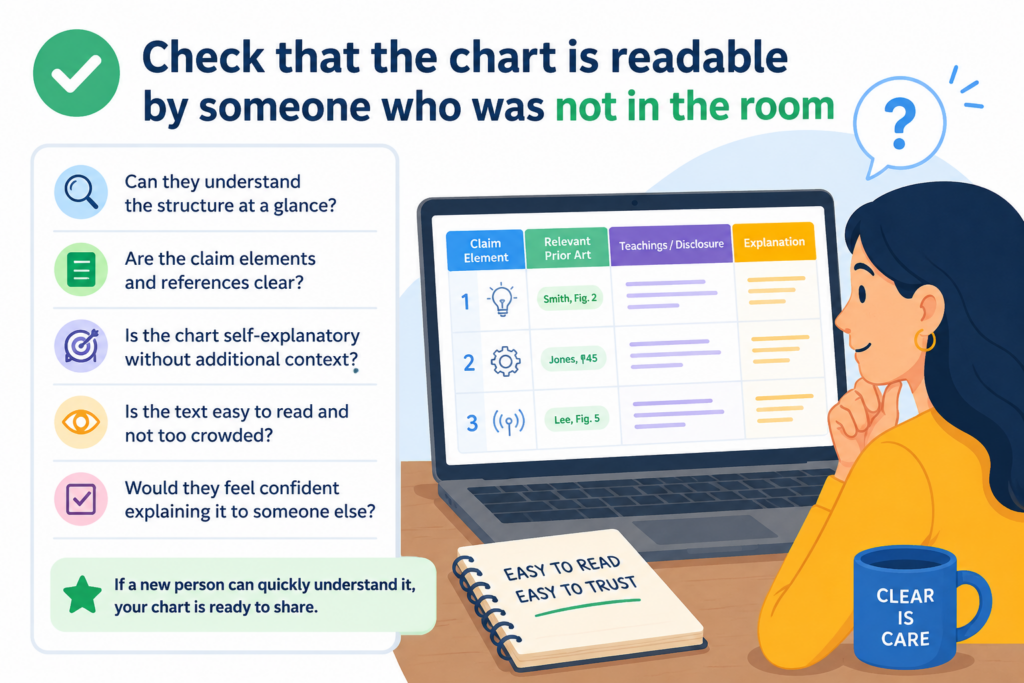 A claim chart often starts inside a small team. Everyone knows the product. Everyone knows the shorthand.