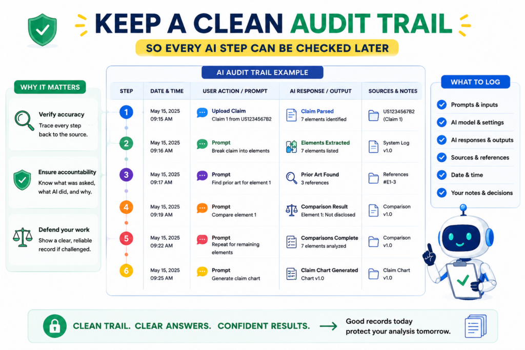 A claim chart should not be a mystery file. If someone opens it two weeks later, they should be able to see how it was made.