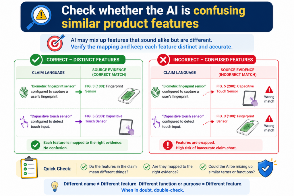 A common AI mistake is treating similar features as the same feature. This is easy to miss because the chart may sound logical.