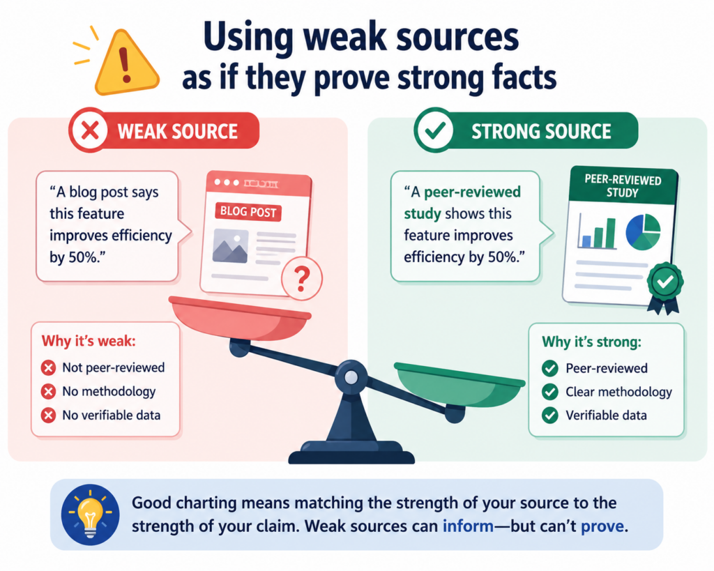 A claim chart is only as strong as the proof behind it. This is where many AI-assisted charts break down. The AI may find a clean sentence on a product page, then place it next to a claim part as if that sentence proves everything.
