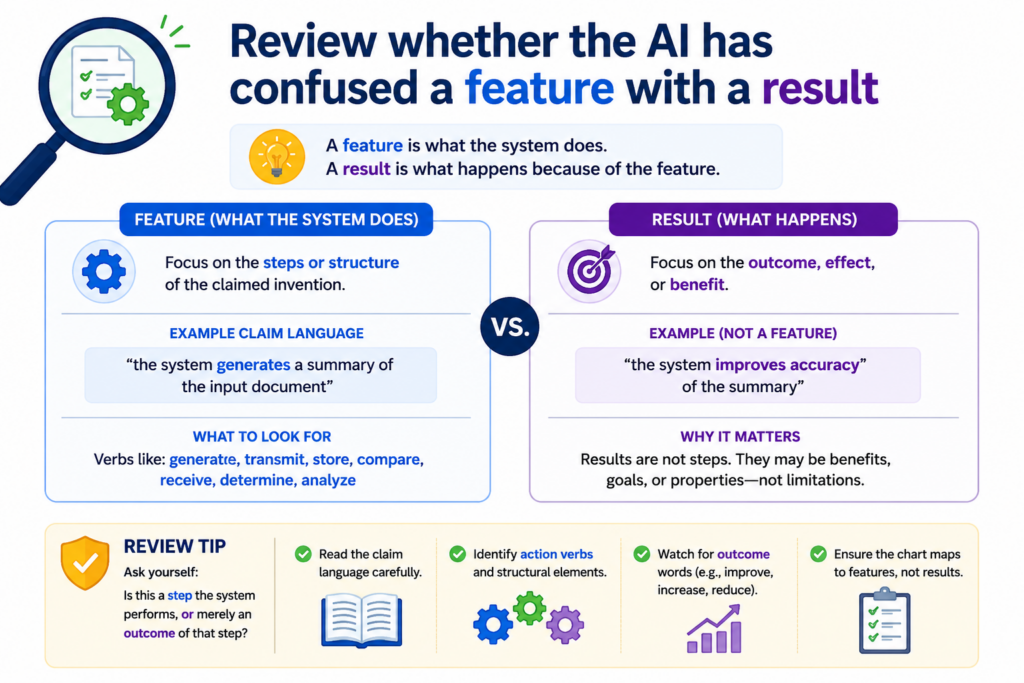 A claim chart can go wrong when it treats the end result as proof of the steps that created that result. This is a quiet mistake, but it is very common in AI-generated charts.