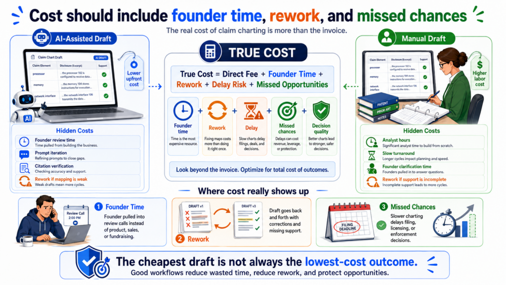 The cost of claim charting is not only the fee paid to create the chart. That fee matters, but it is not the whole picture.