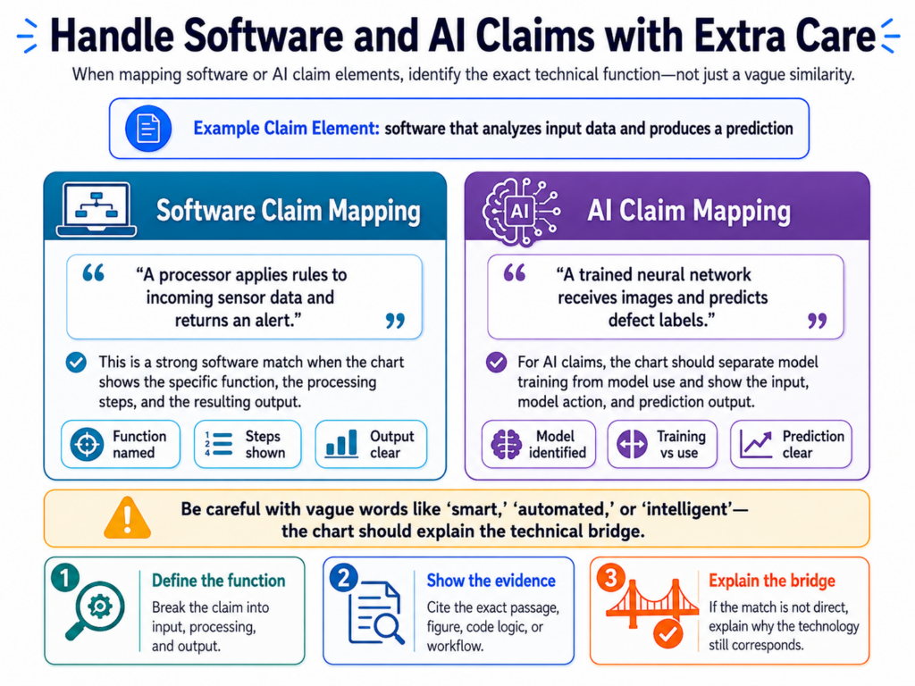 Software and AI claims can be tricky because the important work often happens behind the screen. A user may only see a button, a result, or an alert.