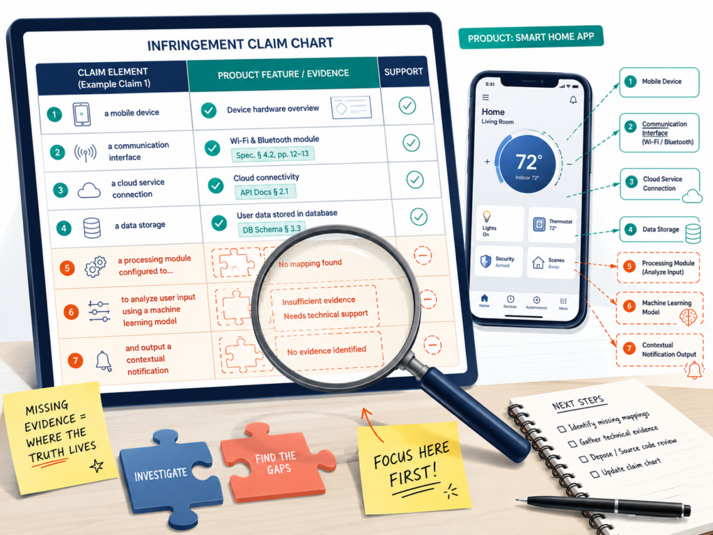 The most useful part of a claim chart is not always the match. Sometimes the best value comes from finding what does not match.