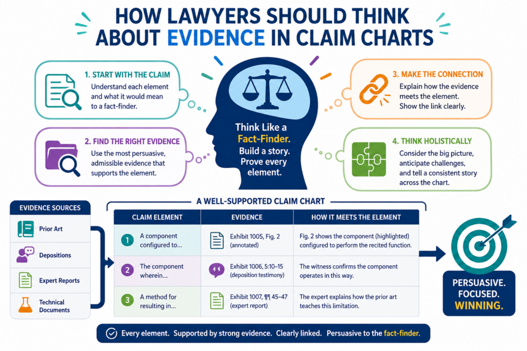 Evidence is the heart of a claim chart. But not all evidence has the same force. A public marketing page may help show what a product does at a high level. A user guide may show how customers use a feature.