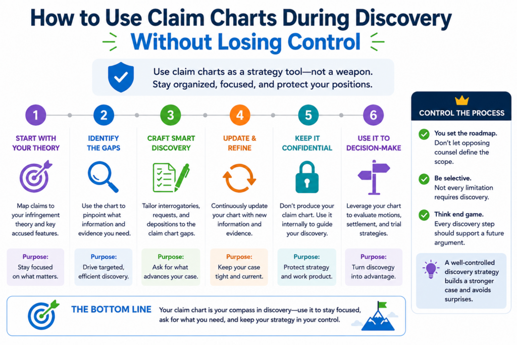 Discovery can turn a clean early chart into a mess if the team is not careful. New documents arrive. Source code review begins. Engineers give testimony.