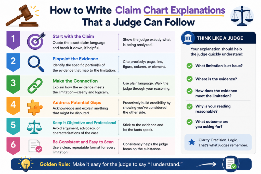 Claim charts often fail because the explanation is too thin or too dense. If the explanation is too thin, the reader has to guess.