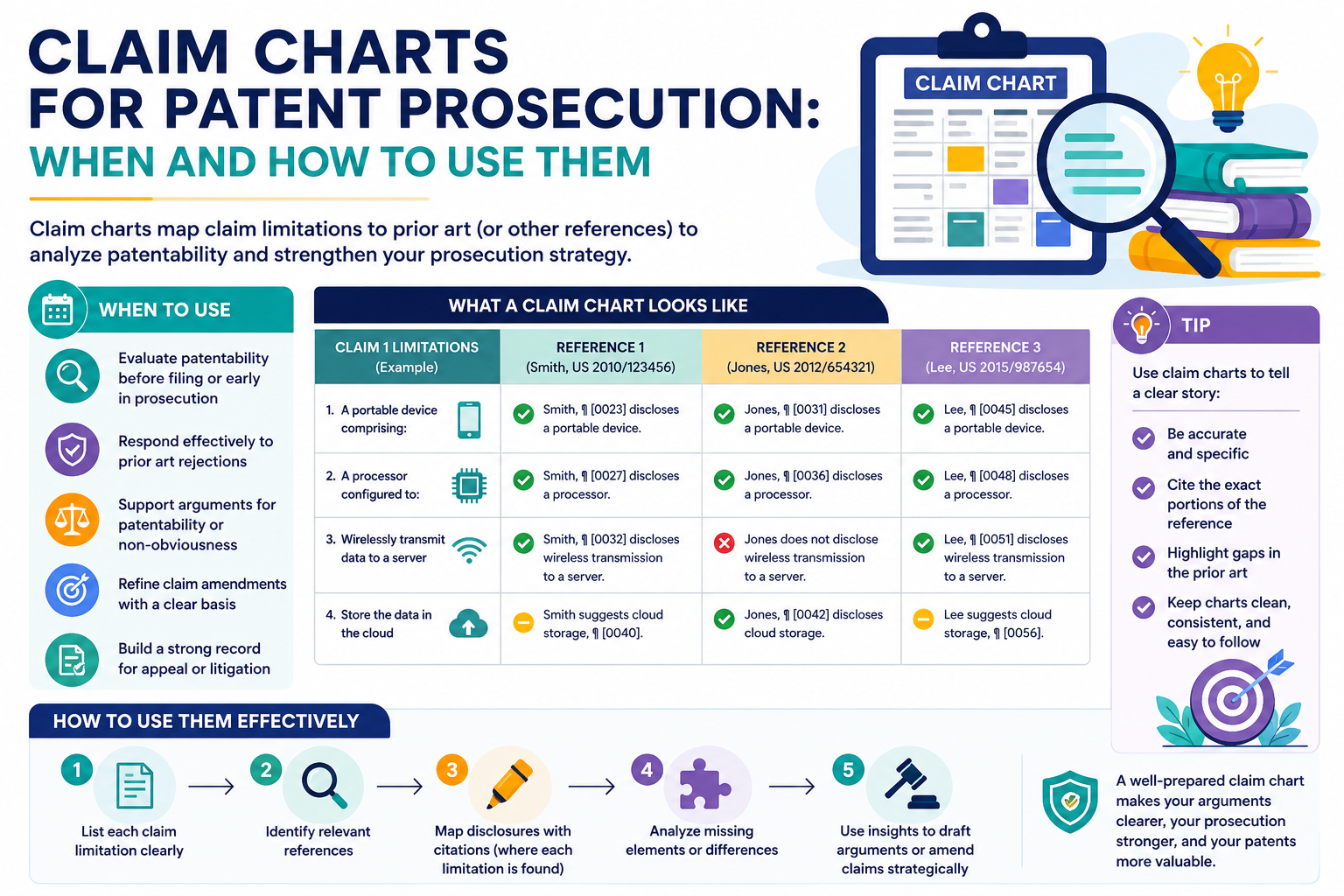 See when and how to use claim charts in patent prosecution to explain your invention, support your claims, and respond with more confidence.