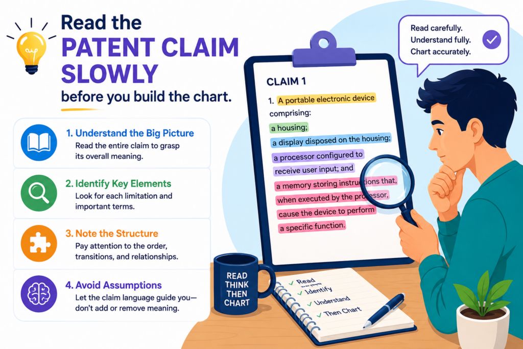 The first real step is reading the claim. Not scanning it. Not guessing what it means. Reading it slowly. 