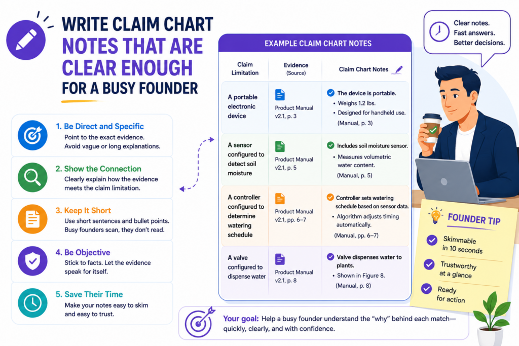 A claim chart should not feel like homework. It should help a busy person understand the issue fast.
