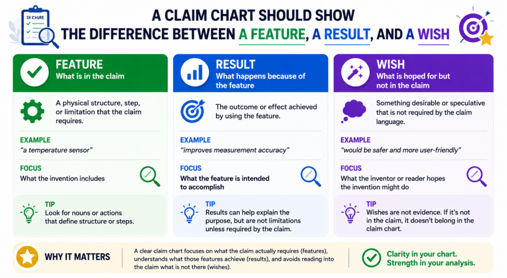 A strong Section 112 chart does more than match words. It separates real invention detail from broad product hope.