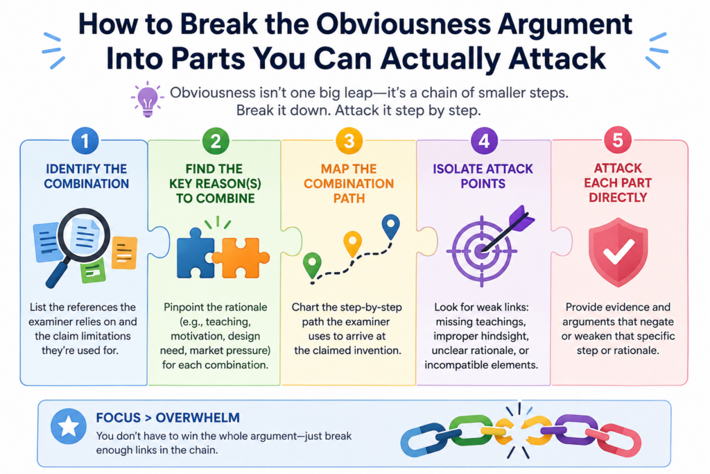 A 103 rejection is not one big thing. It is made of smaller claims by the examiner. When you break those smaller claims apart, you can often find the best place to respond.