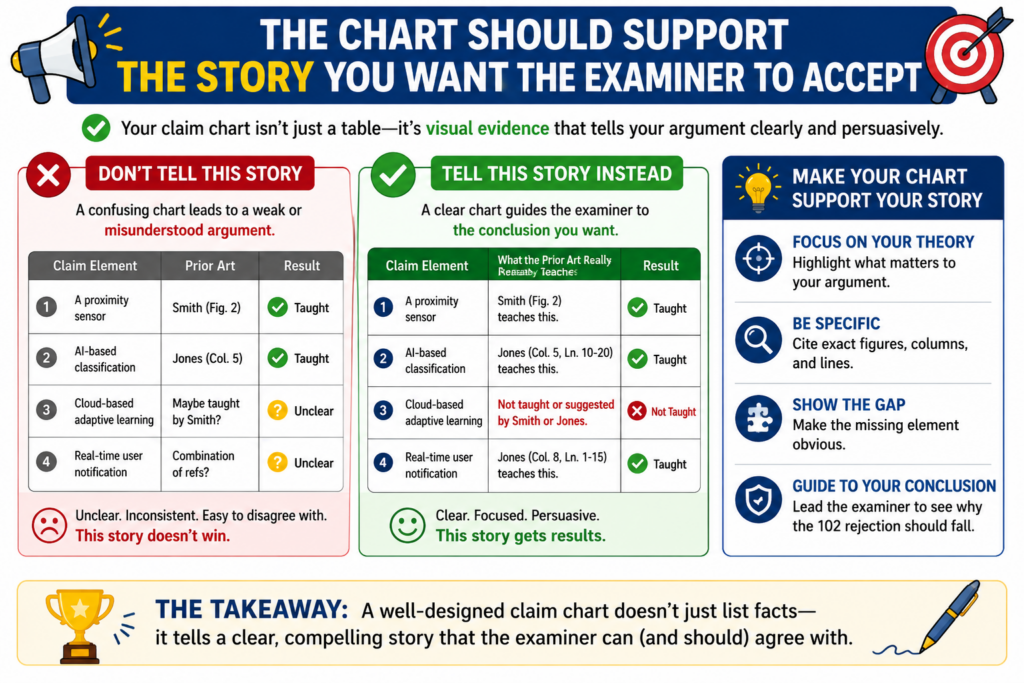 The claim requires a specific thing. The prior art does not teach that thing. Because of that, the 102 rejection should be withdrawn or changed.