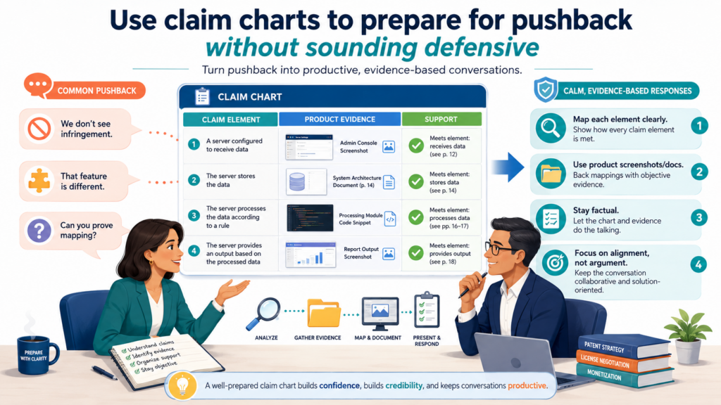 Every serious licensing talk will face questions. That does not mean the chart is bad. It means the other side is doing its job. They may question the claim meaning.
