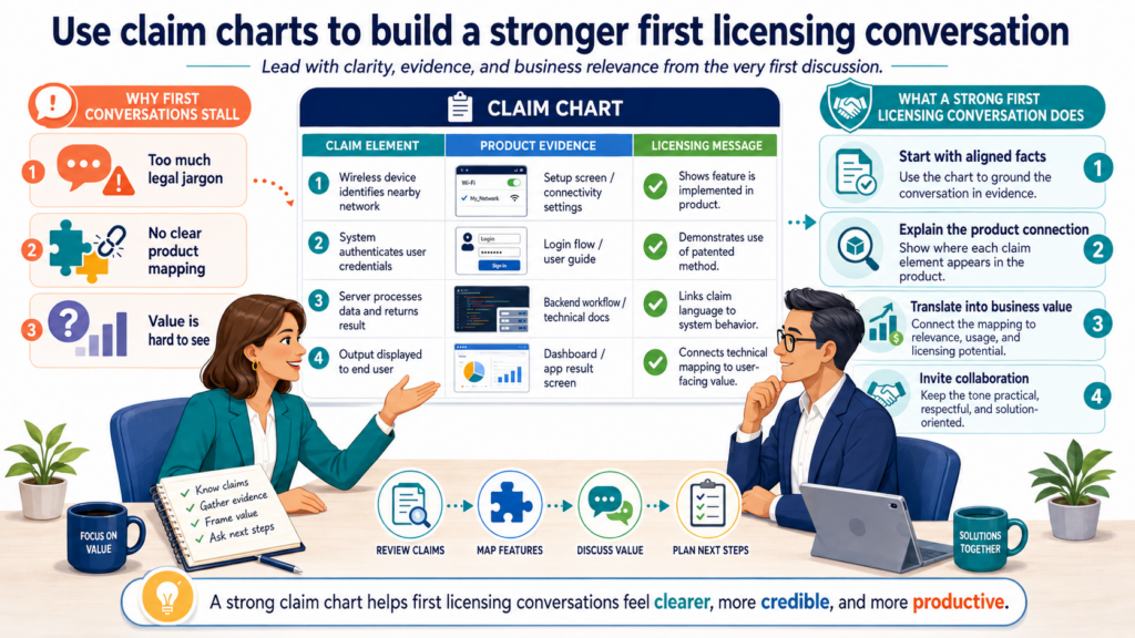 The first licensing conversation is not the place to explain every detail of your patent. It is the place to create enough trust and interest for the other side to keep talking.
