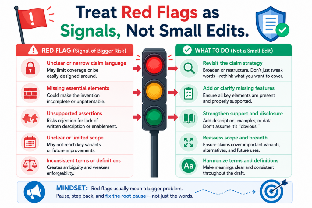 A red flag is not always a reason to panic. Sometimes it is just a sign that the draft needs more care before it moves forward.