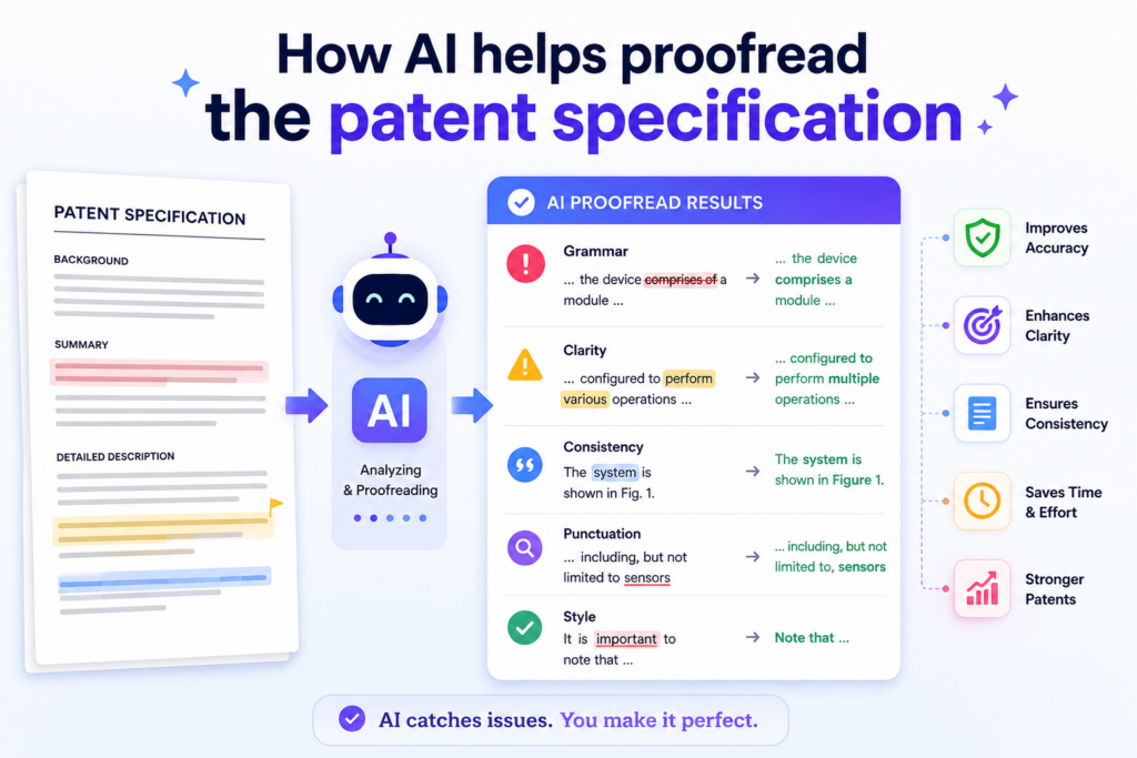 The specification is the full written story of the invention. It explains what the invention is, how it works, and how someone could make or use it.