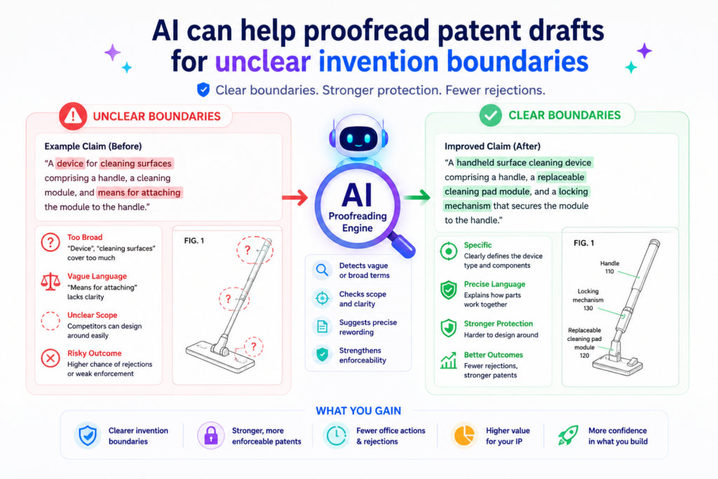 It should show what the invention is, what parts matter most, and how those parts work together. When the boundary is unclear, the draft can feel messy even if the writing is clean.