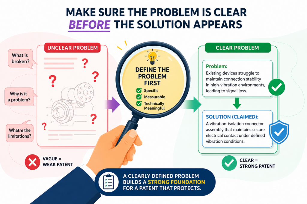 A strong patent draft should not make the reader guess why the invention matters. Before the draft explains the new system, method, or device, it should set up the problem in simple terms.