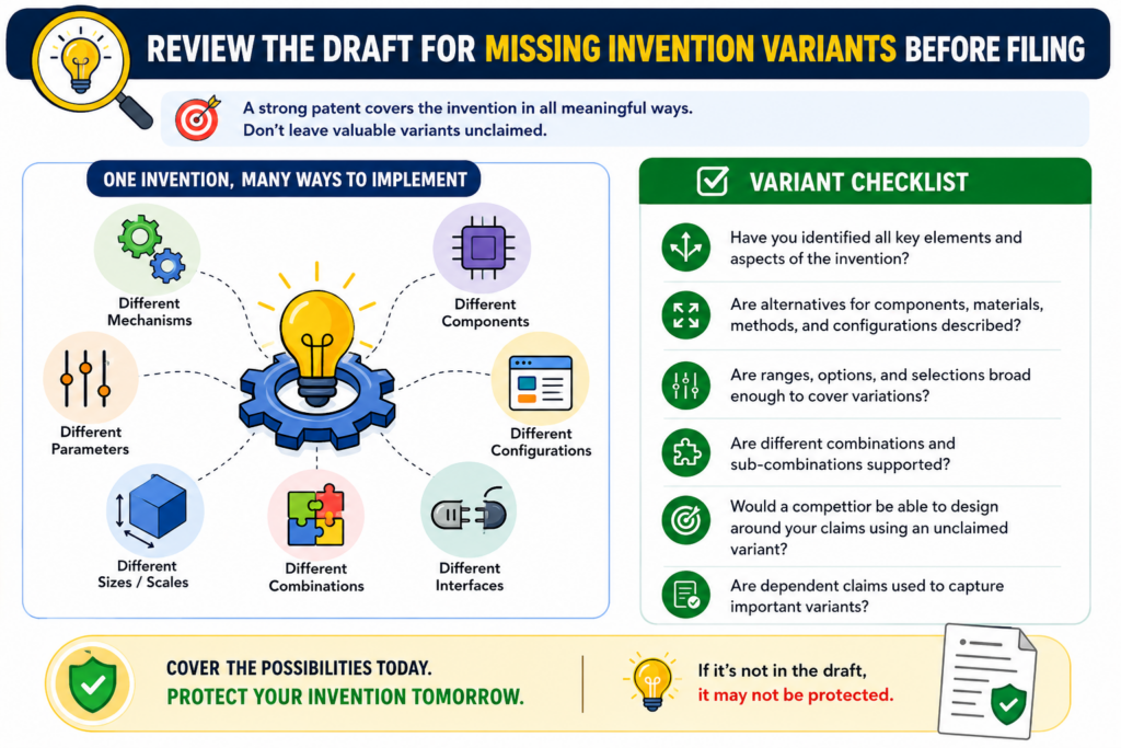 A patent draft should not only cover the version you built today. It should also cover the smart versions your team can already see coming.