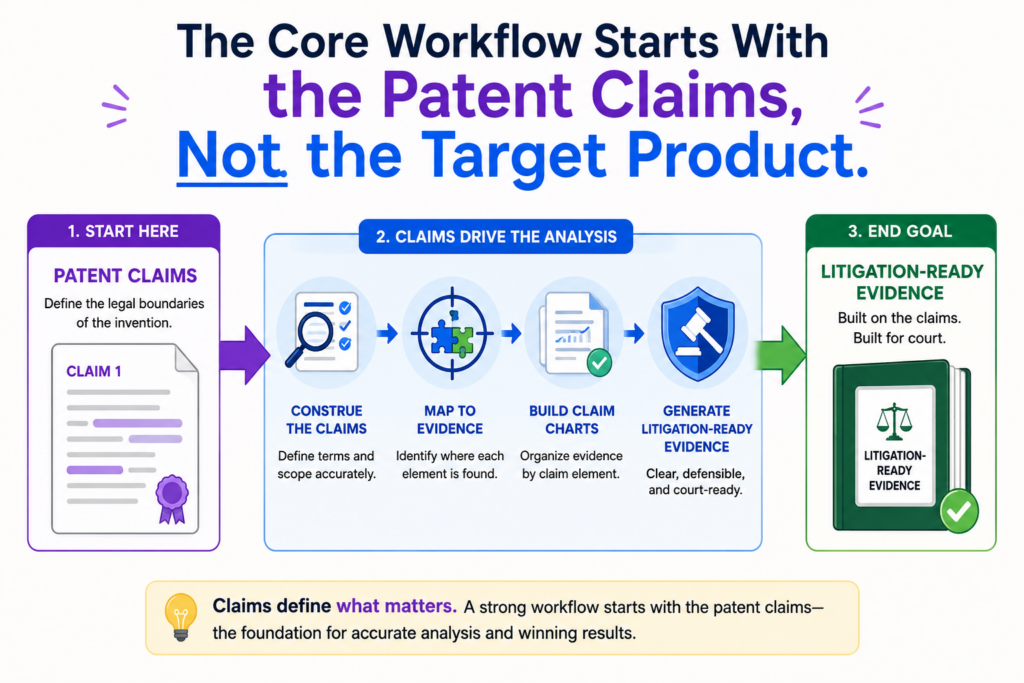 Many teams start claim charting by studying the target product first. That feels natural. The product is visible.