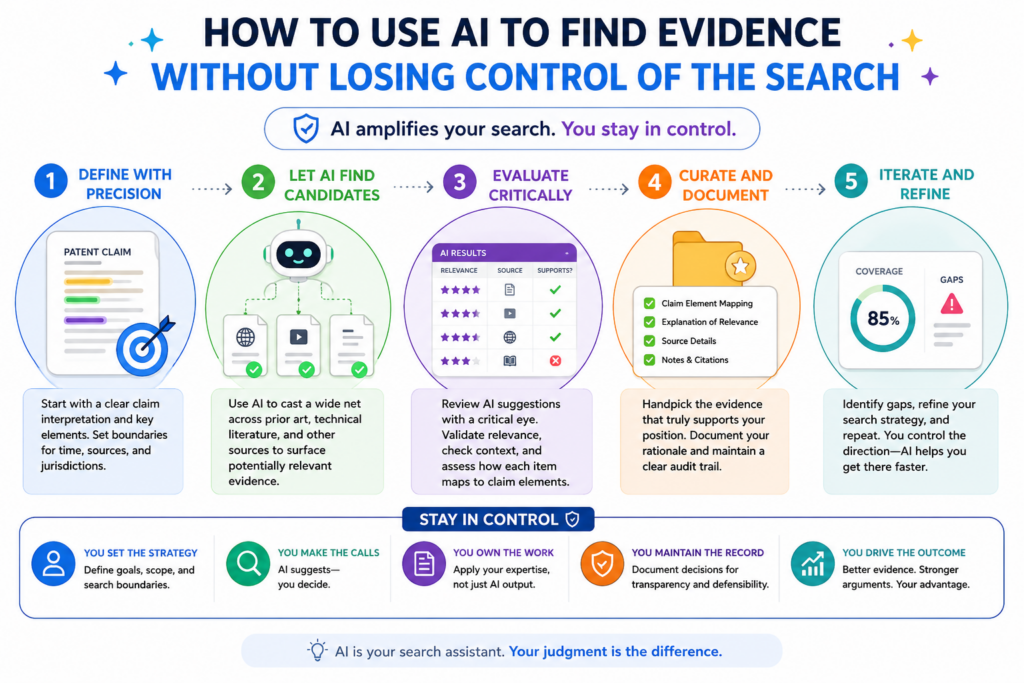 AI can make evidence search much faster, but only when the search is guided. A loose search gives loose results. A clear search gives useful leads.