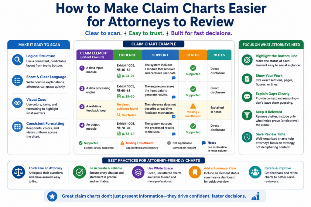 Attorney review is much easier when the chart is clean before it arrives. This saves time, reduces cost, and improves the quality of the final work.
