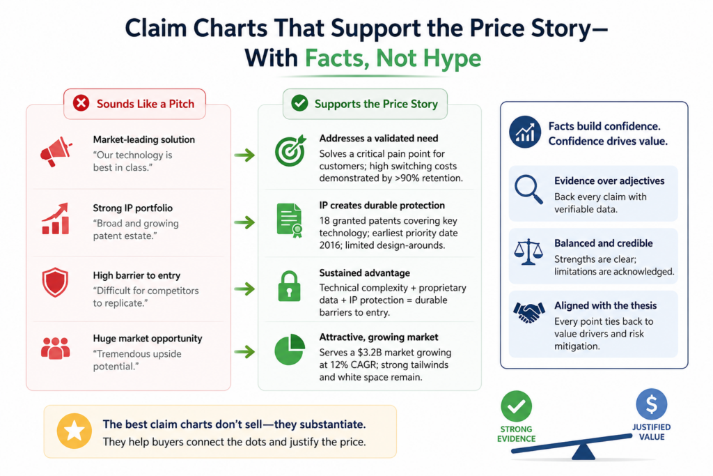 In an acquisition, price is shaped by trust, growth, risk, timing, and leverage. Patents can affect that story, but only when the buyer understands what the patents protect.