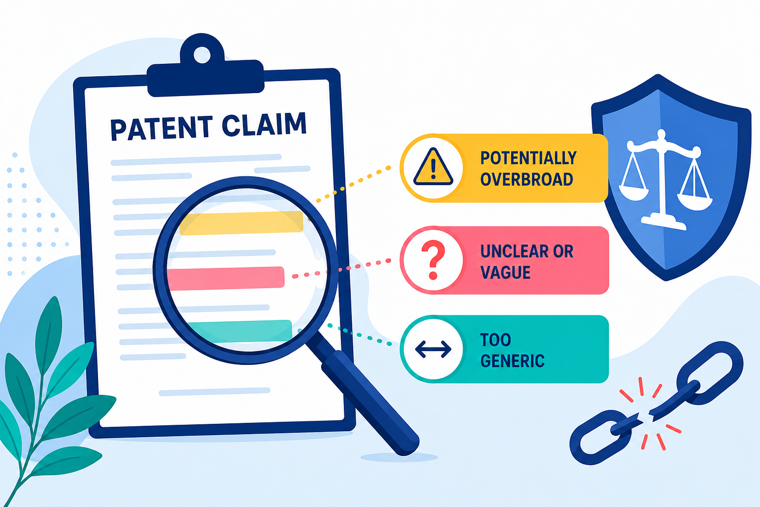 Learn how to spot weak or too-broad claim language before filing, so your patent draft is clearer, stronger, and easier to defend.