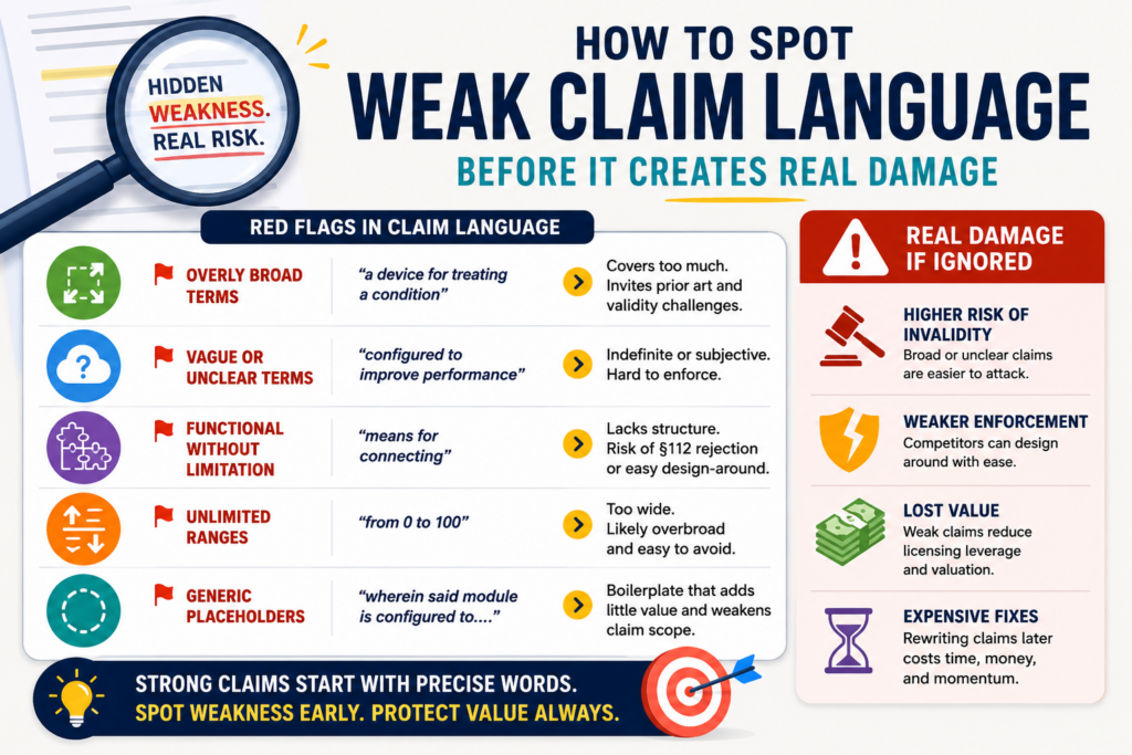 Weak claim language often hides in plain sight. It may sound normal. It may even sound polished.