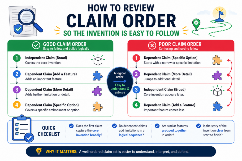 Claim review is not only about single words. It is also about flow. A claim can use clear terms but still feel weak if the parts are in a confusing order.