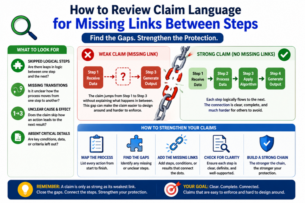 A patent claim can name the right parts and still feel weak if it does not show how those parts connect. This is a common issue in software, AI, robotics, sensors, medical tools, and data systems.