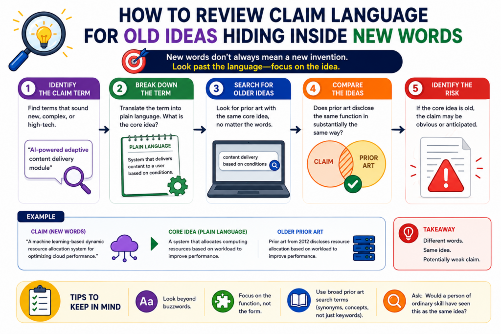 A claim can sound new because it uses modern terms, but still cover an old idea.
