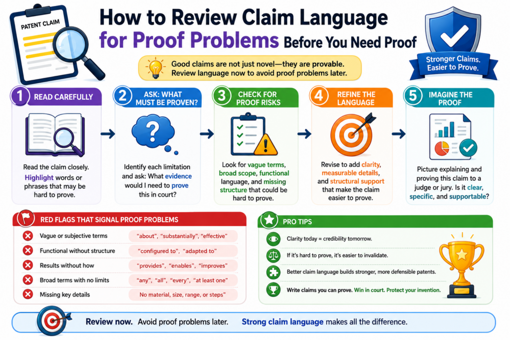 A claim may be valid on paper but hard to use in the real world if you cannot tell when someone practices it.