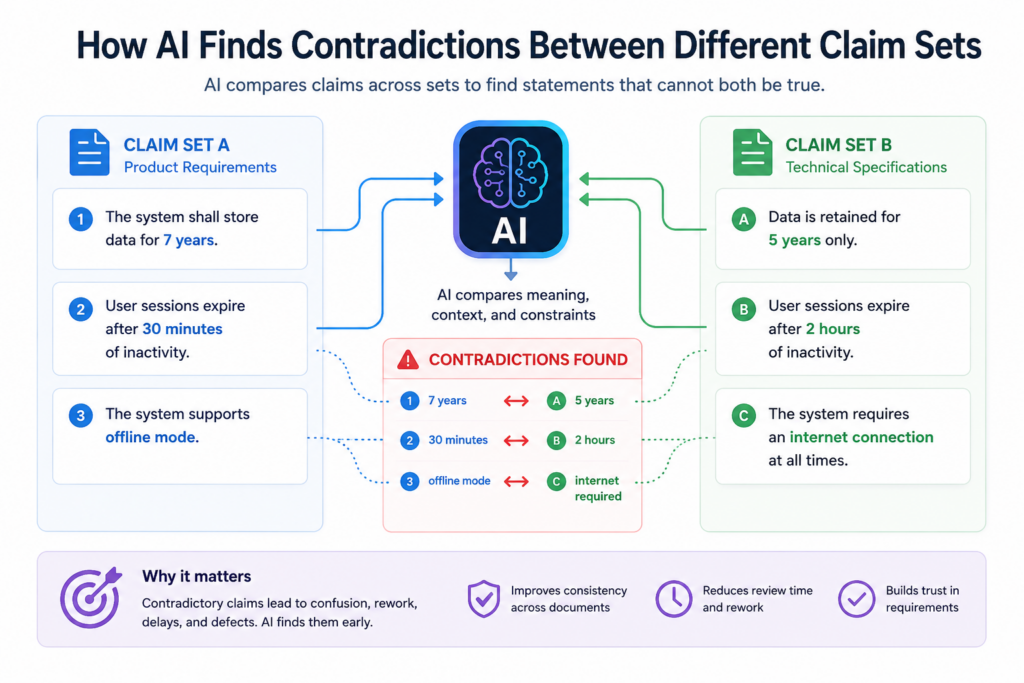 A patent application may include different types of claims. One claim may cover a system. Another may cover a method. Another may cover software stored on a device.